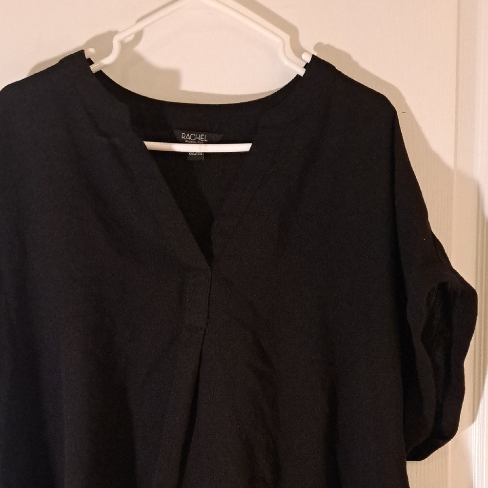 152 - RACHEL by Rachel ROY lightweight Women's Black V-Neck Short Sleeve Blouse - Picture 10 of 10